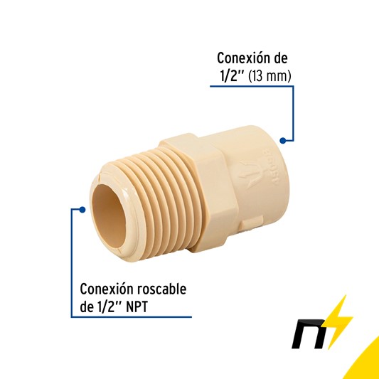 45098 CONECTOR MACHO CPVC 1/2".