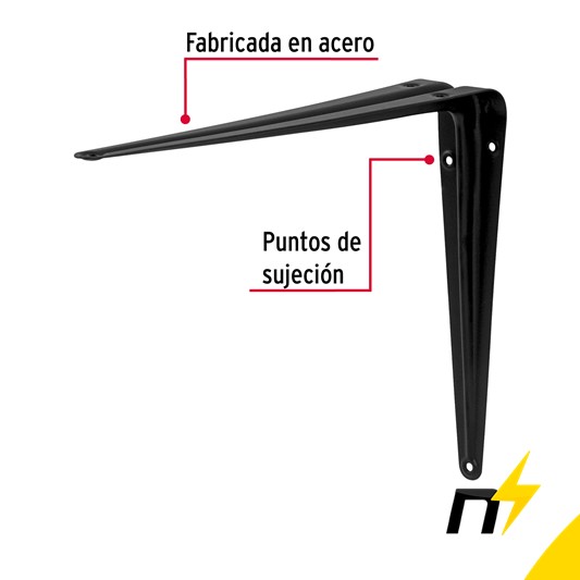 MENSULA DE ACERO 8" X 10" NEGRA FIERRO
