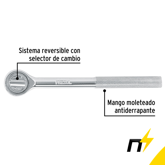 Matraca Cuadrado 3/8 Cabeza Redonda