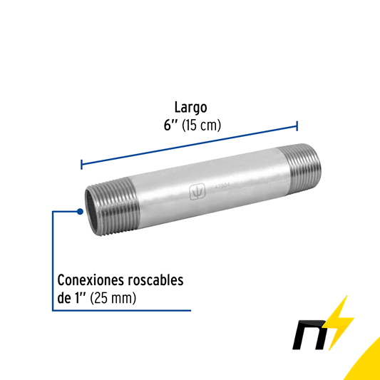 Niple De Acero Galv 1 X 6" Foset